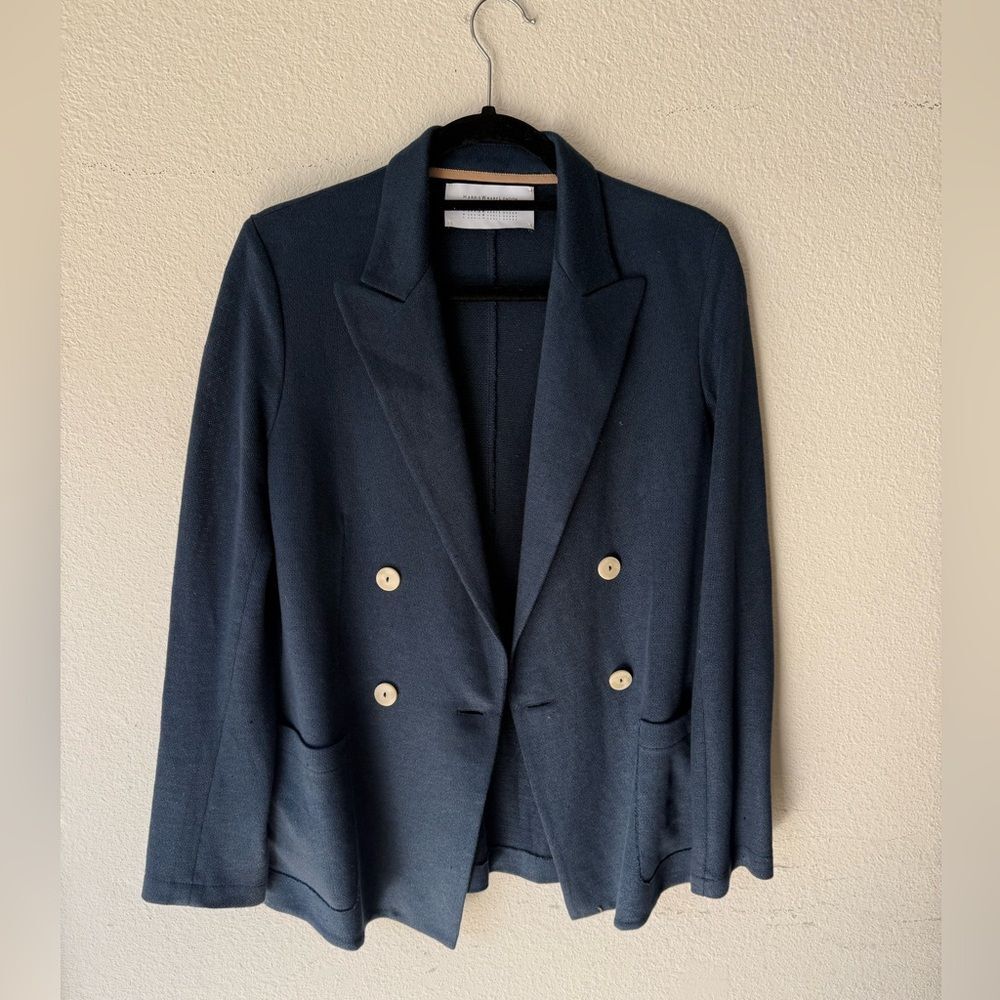 Harris Wharf London Wool Blazer Blue Double Breasted Size M